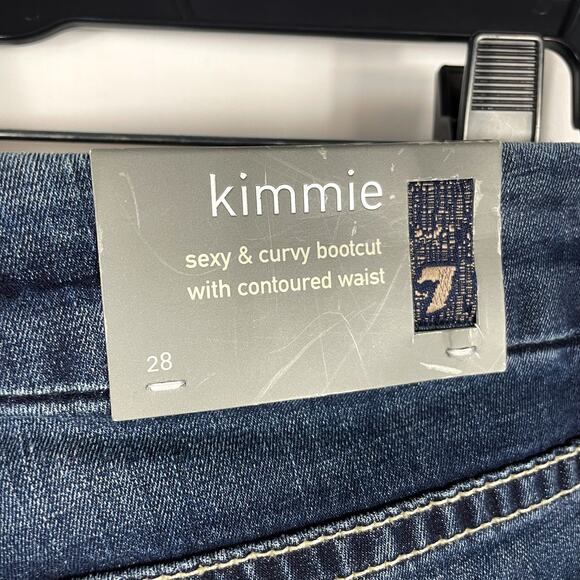 7 for All Mankind Kimmie Jeans Blue Low Waist Zip Fly Bootcut Leg Sz 28 - Picture 8 of 9